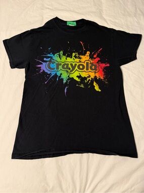 Crayola Black Tee with Rainbow Splash Logo
